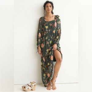 Anthropologie Dark Green Evelyn Maxi Dress Size S